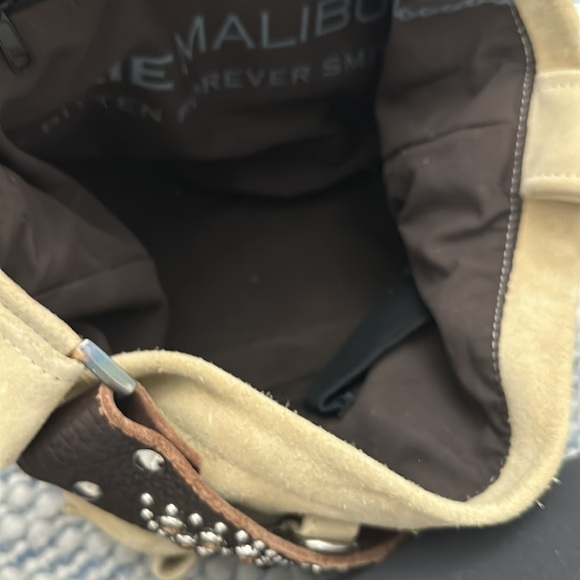 Vintage suede hobo with leather rhinestone strap - Picture 3 of 4